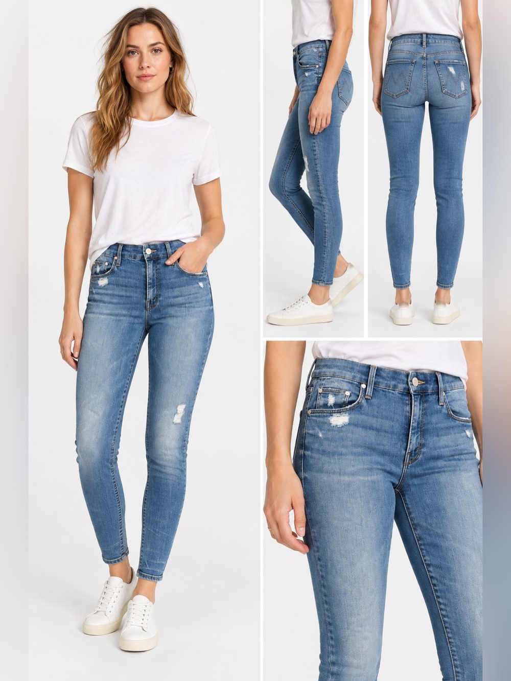 MOTHER The Looker Graffiti Girl Skinny Jeans Size 28 Distressed Blue Denim USA